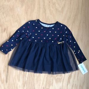 Navy blue toddler dress with hearts
